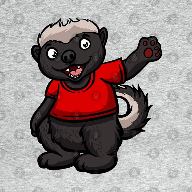 Cute Anthropomorphic Human-like Cartoon Character Honey Badger in Clothes by Sticker Steve